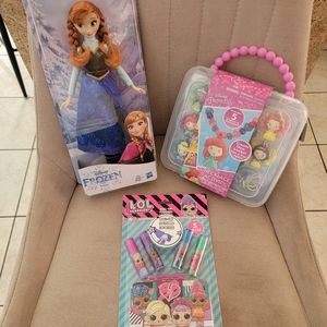 Disney Frozen Ana , Disney Princess Necklace and  Lol Surprise Lip Bundle New